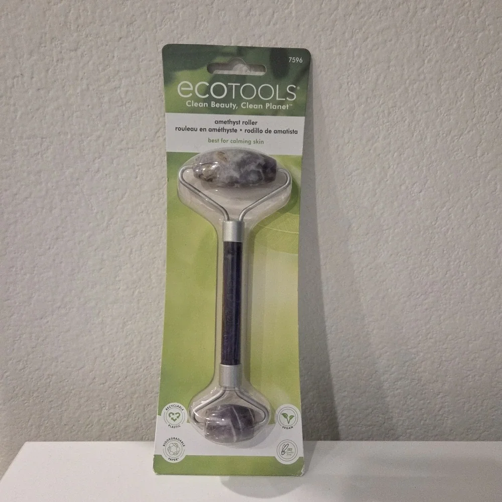 EcoTools Amethyst Face Eye Roller Duo Beauty Vegan Cruelty Free Reduce Stress